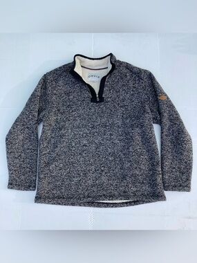 Orvis Men's Brighton Sherpa Lined Pullover Sweater 1/4 Zip Size XL Grey Marled